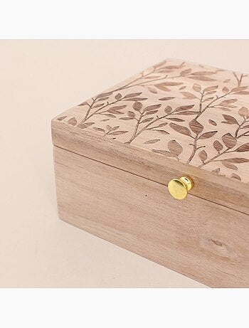 Boite à bijoux en bois relief fleuri 19x14cm