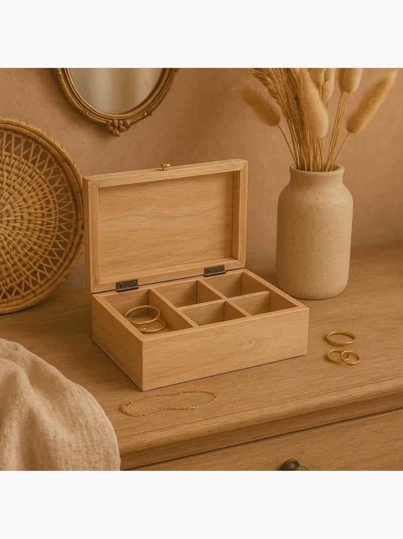 Boite à bijoux en bois relief fleuri 19x14cm Beige - Kiabi
