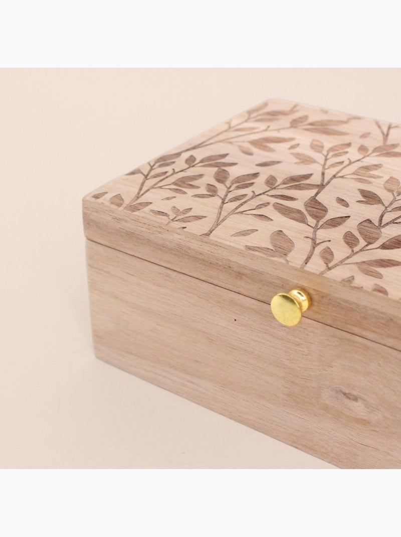 Boite à bijoux en bois relief fleuri 19x14cm Beige - Kiabi