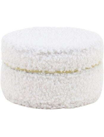 Boite à bijoux en tissu bouclette écru 11cm