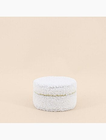 Boite à bijoux en tissu bouclette écru 11cm