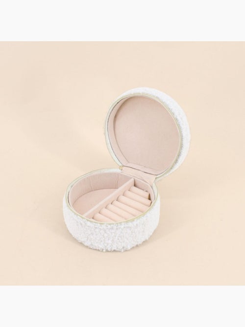 Boite à bijoux en tissu bouclette écru 11cm - Kiabi