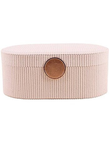 Boite à bijoux en velours côtelé beige 22x13cm