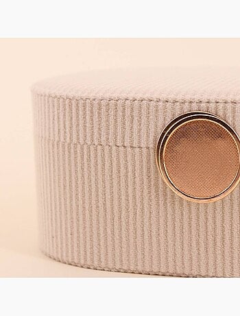 Boite à bijoux en velours côtelé beige 22x13cm