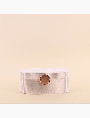 Boite à bijoux en velours côtelé beige 22x13cm