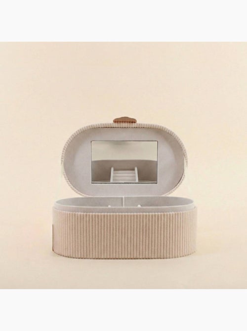Boite à bijoux en velours côtelé beige 22x13cm - Kiabi