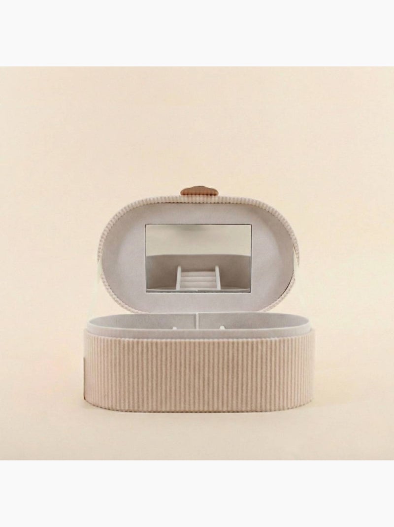 Boite à bijoux en velours côtelé beige 22x13cm Beige - Kiabi