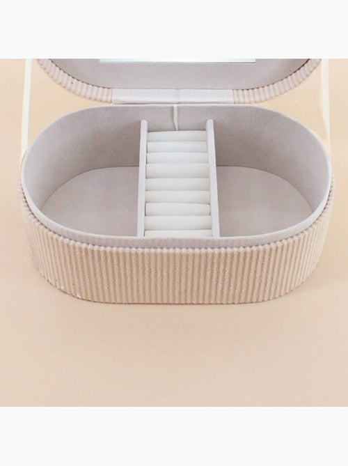 Boite à bijoux en velours côtelé beige 22x13cm - Kiabi
