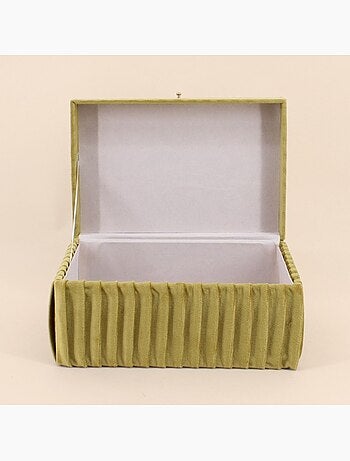 Boite à bijoux en velours plissé vert 23x15cm