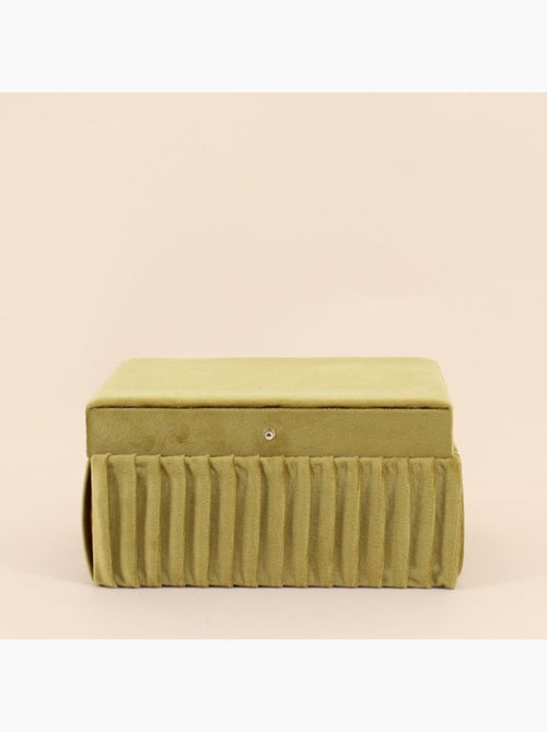 Boite à bijoux en velours plissé vert 23x15cm - Kiabi
