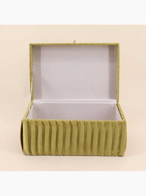 Boite à bijoux en velours plissé vert 23x15cm - Kiabi
