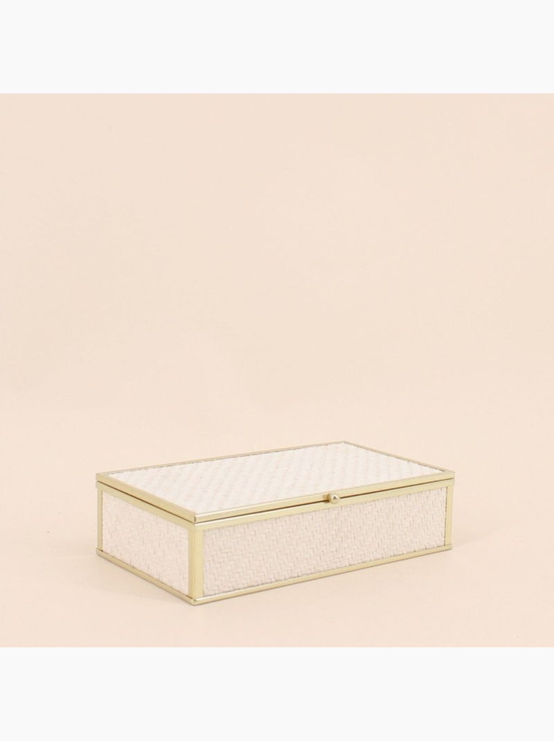 Boite à bijoux en verre et corde papier 18x10cm Beige - Kiabi