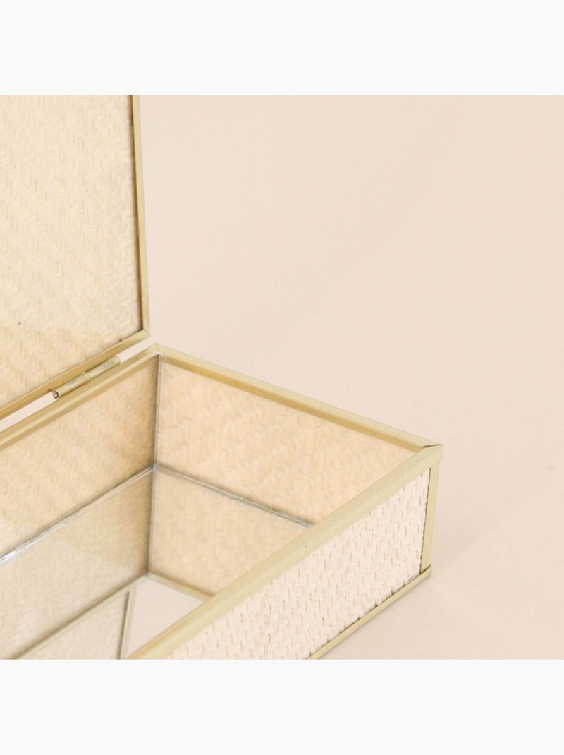 Boite à bijoux en verre et corde papier 18x10cm Beige - Kiabi