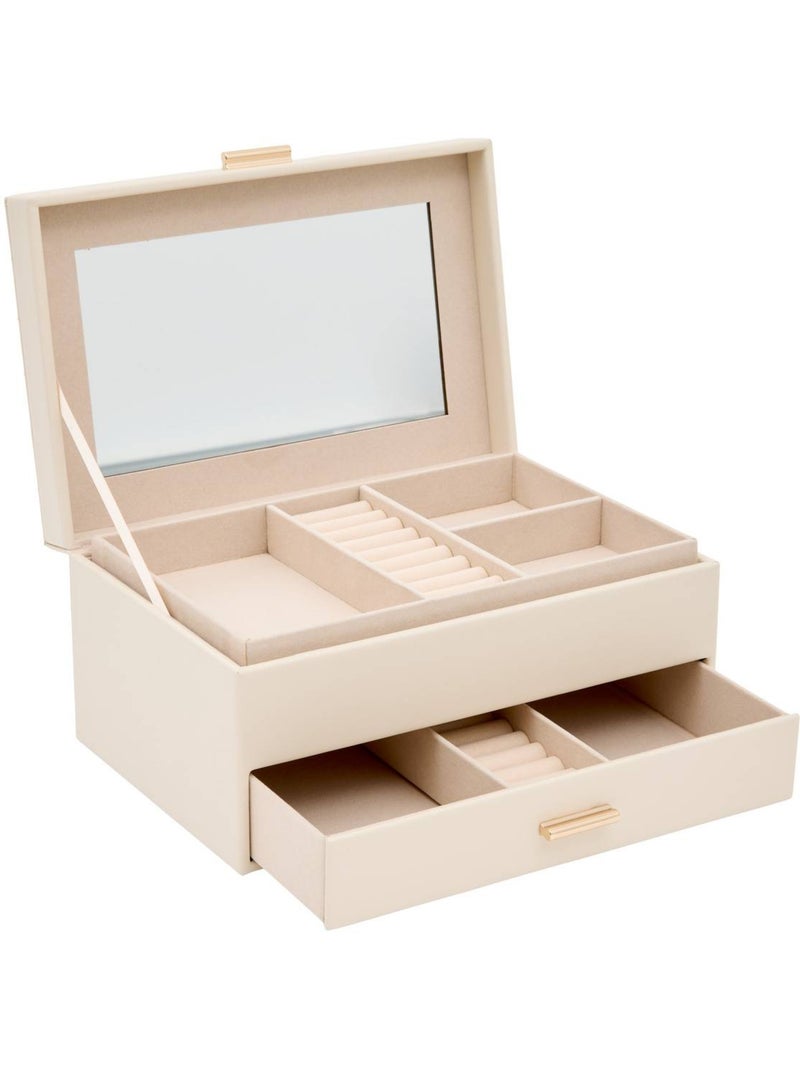 Boîte à bijoux rectangulaire avec tiroir NATTY Blanc - Kiabi