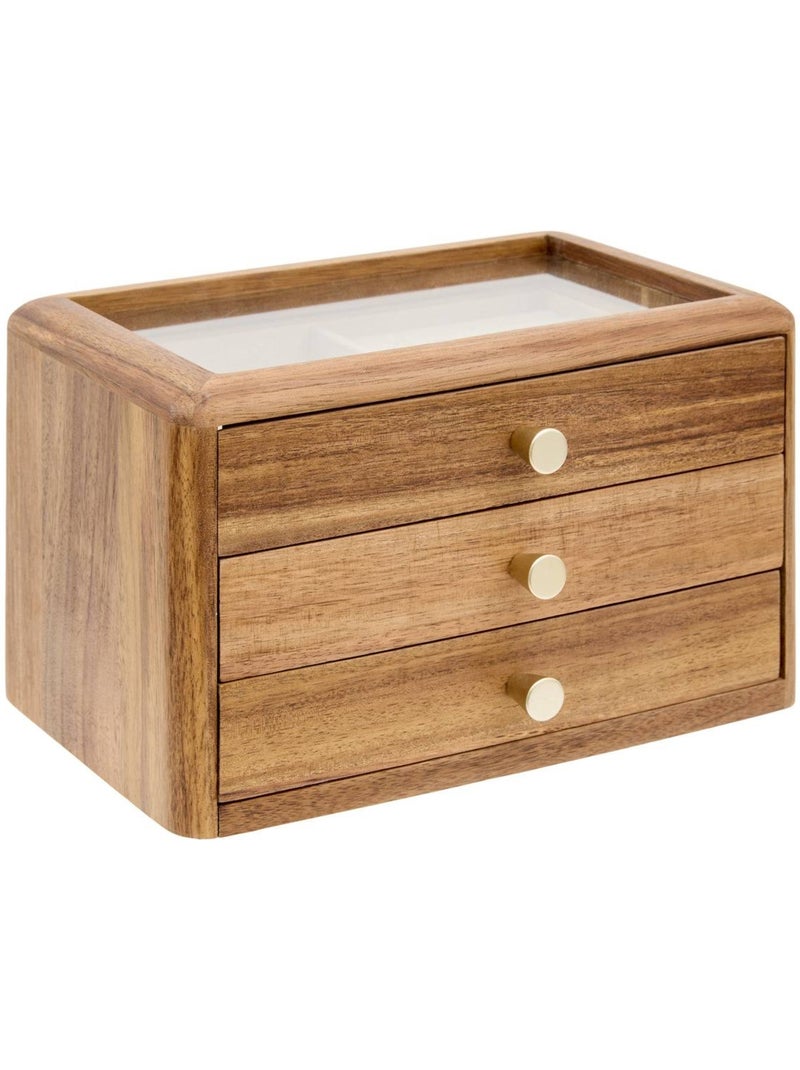 Boîte à bijoux rectangulaire en acacia ASSIA Marron - Kiabi