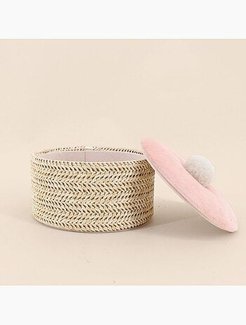Boite à bijoux ronde en fibres naturelles 14cm