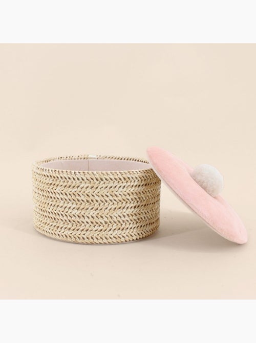 Boite à bijoux ronde en fibres naturelles 14cm - Kiabi