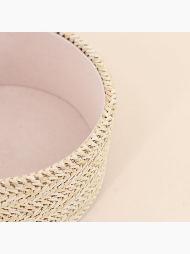 Boite à bijoux ronde en fibres naturelles 14cm Beige - Kiabi