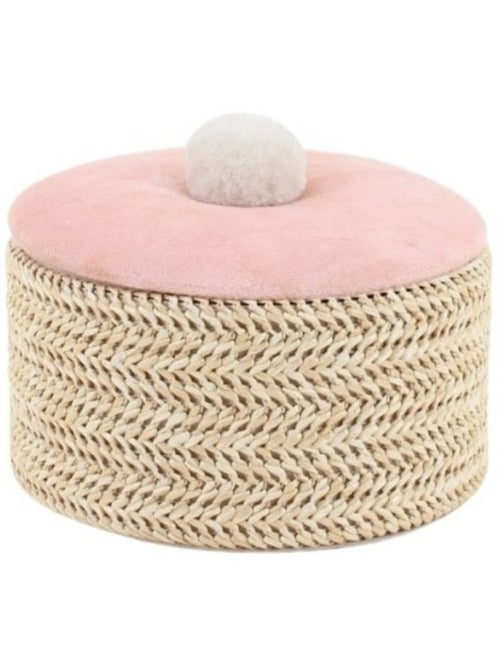 Boite à bijoux ronde en fibres naturelles 14cm - Kiabi