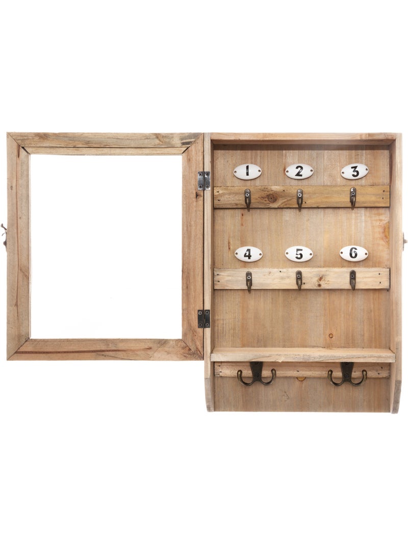 Boîte à clé mural en bois avec crochets numérotés ORNELLA Beige - Kiabi