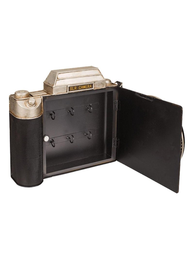 Boîte à clefs appareil photo avec horloge Vintage Noir - Kiabi