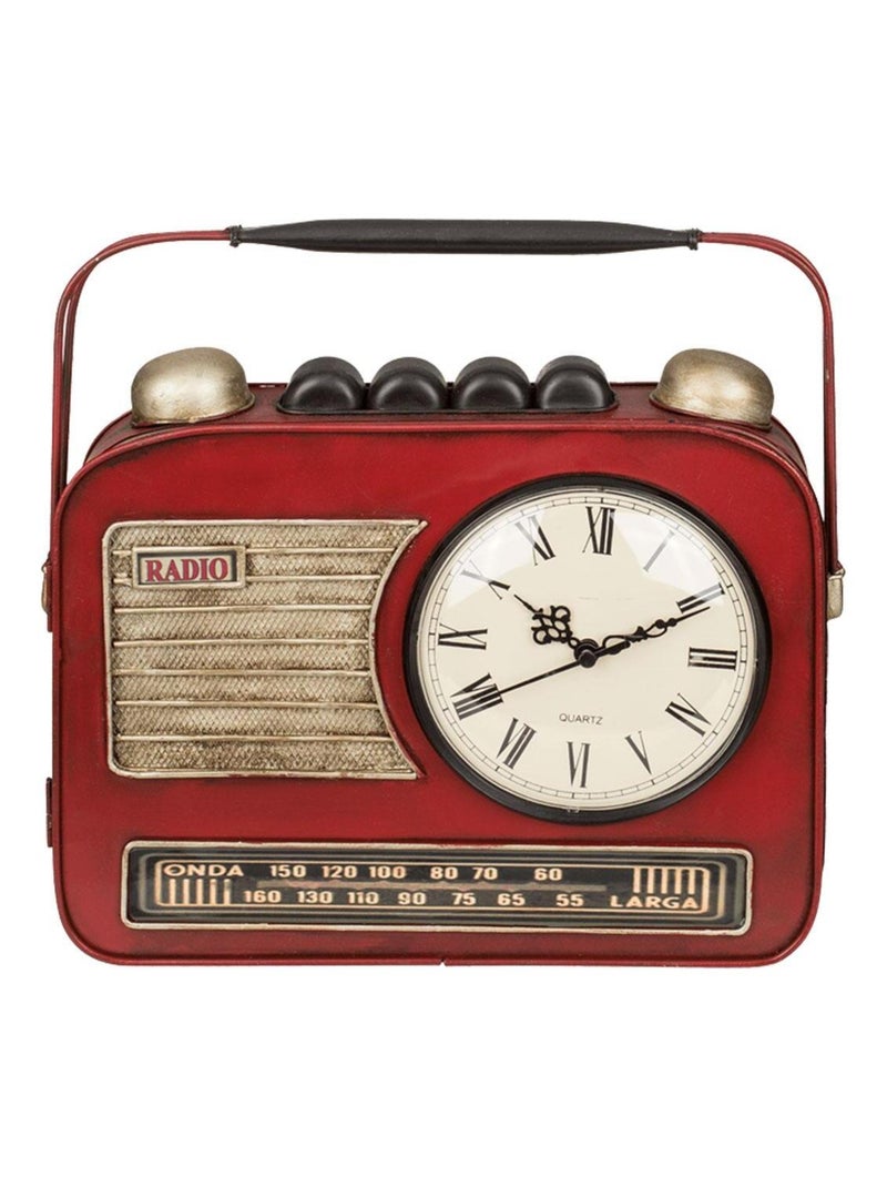 Boîte à clefs poste radio avec horloge vintage Rouge - Kiabi