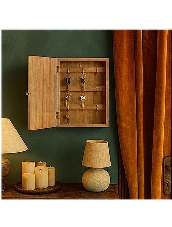 Boite à clés en bois avec porte 28x20cm