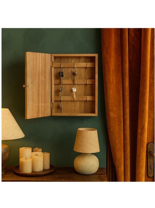 Boite à clés en bois avec porte 28x20cm - Kiabi