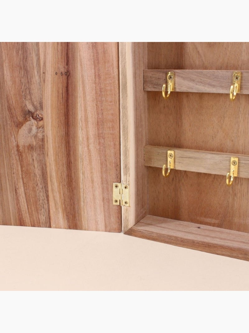 Boite à clés en bois avec porte 28x20cm Beige - Kiabi