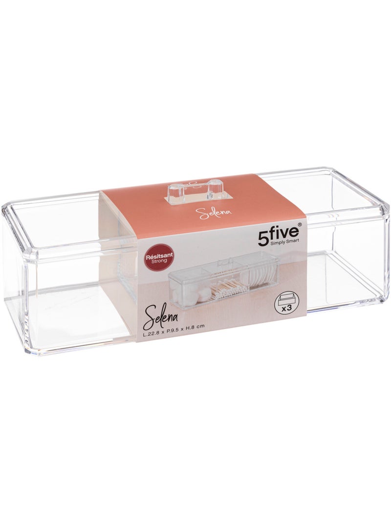 Boîte à cotons 3 compartiments SELENA Transparent - Kiabi