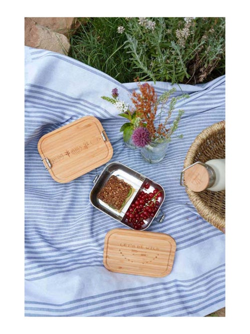Boîte à goûter en inox et bambou Adventure - Kiabi