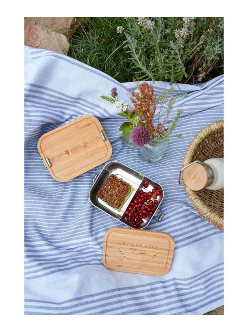 Boîte à goûter en inox et bambou Adventure Multicolore - Kiabi