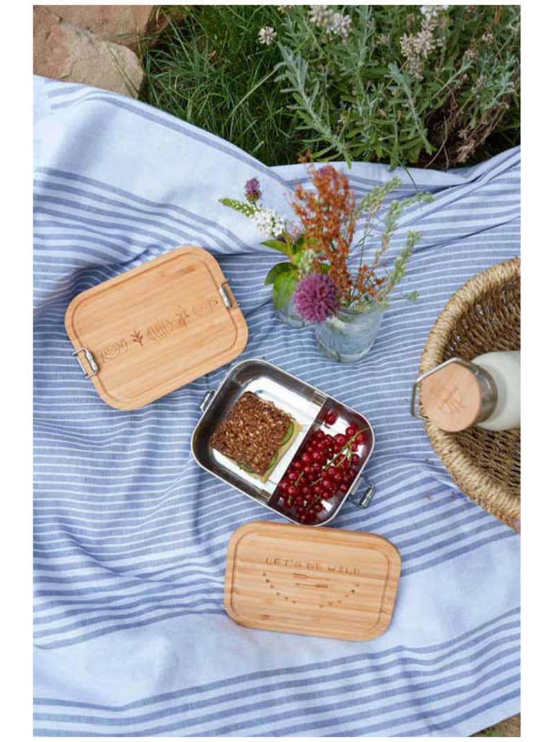 Boîte à goûter en inox et bambou garden explorer Beige - Kiabi