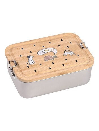 Boîte à goûter en inox et bambou happy prints