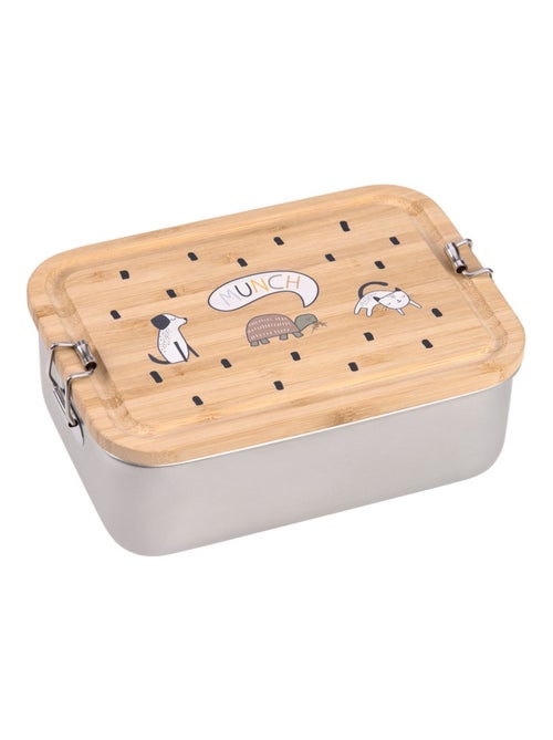 Boîte à goûter en inox et bambou Happy Prints - Kiabi