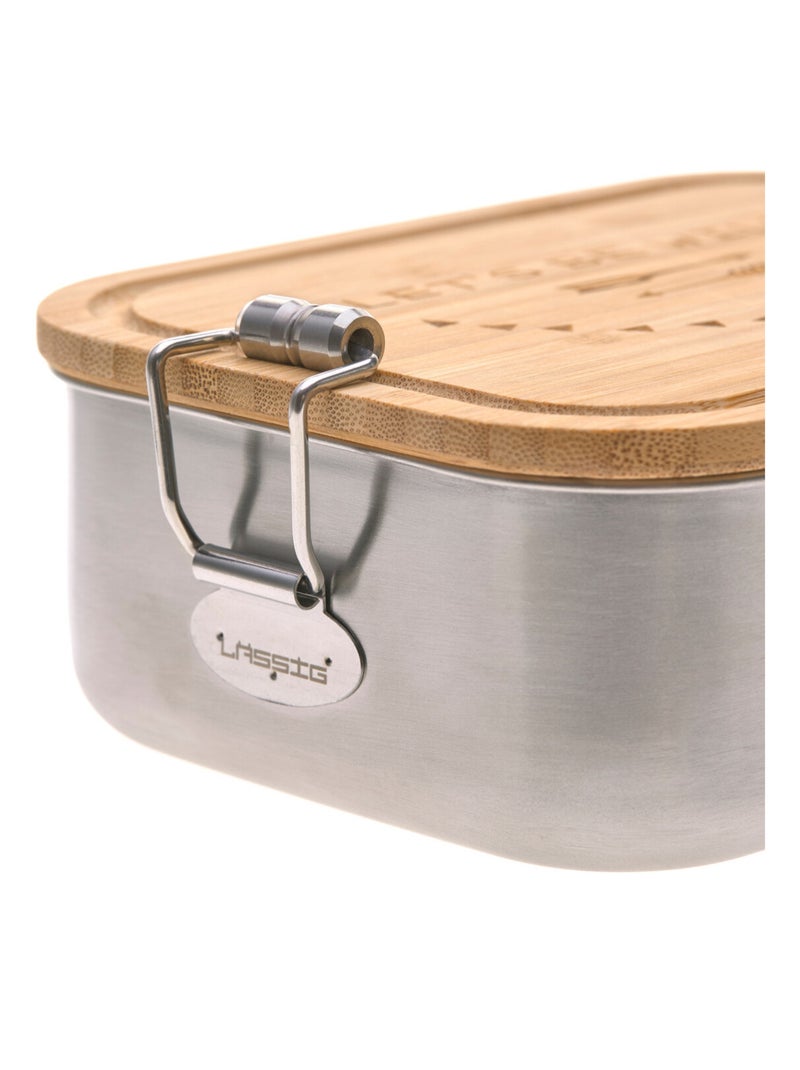 Boîte à goûter en inox et bambou Happy Prints Beige - Kiabi