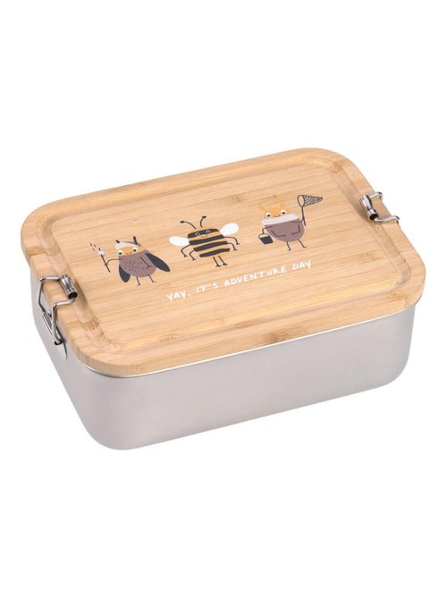 Boîte à goûter en inox et bambou Nature - Kiabi