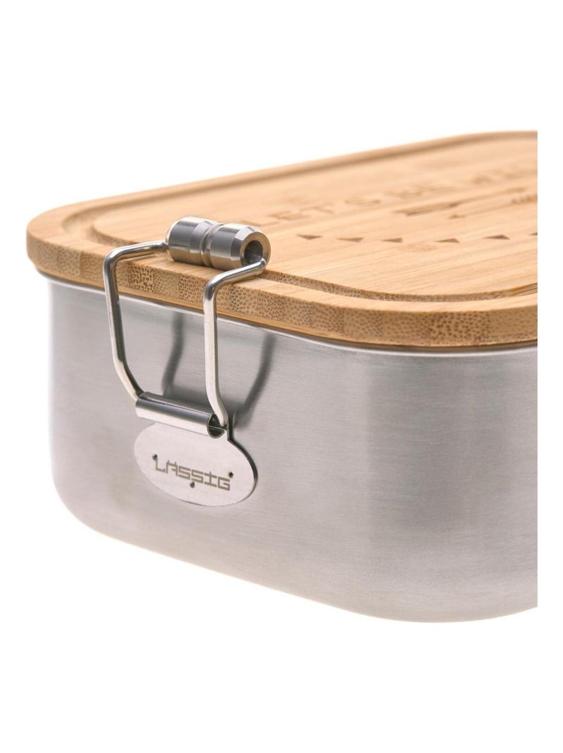 Boîte à goûter en inox et bambou Nature Multicolore - Kiabi