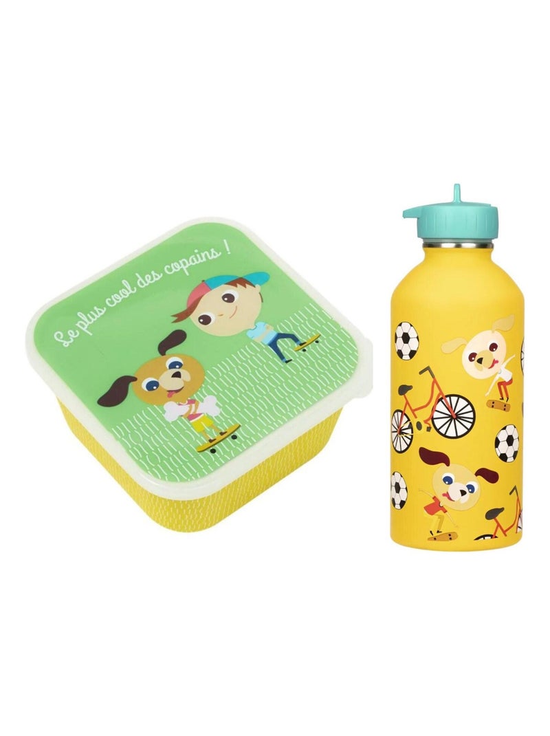 Boîte à goûter + Gourde Enfant - Chiens skateurs - Draeger Multicolore - Kiabi