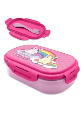 Boite à gouter ou repas rectangulaire Licorne rose - 21x14x6 cm