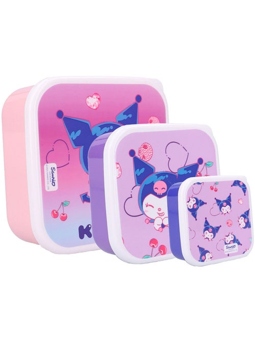 Boite à goûter Sanrio Kuromi Fresh Bites lot de 3 en PVC carrées - Kiabi Boite à goûter Sanrio Kuromi Fresh Bites lot de 3 en PVC carrées - Kiabi