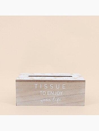 Boite à mouchoirs en bois avec mot 24x14x9cm