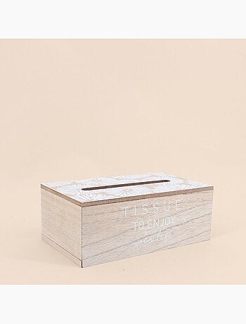 Boite à mouchoirs en bois avec mot 24x14x9cm