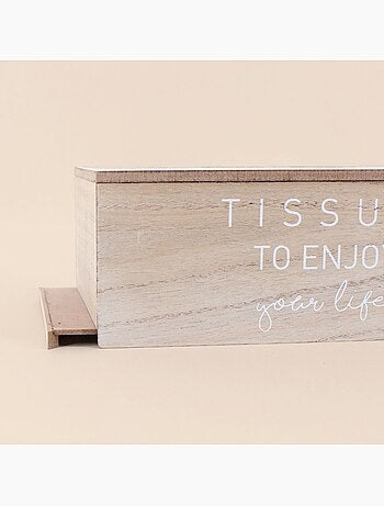 Boite à mouchoirs en bois avec mot 24x14x9cm