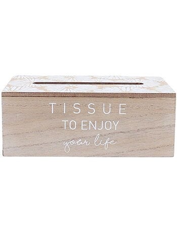 Boite à mouchoirs en bois avec mot 24x14x9cm