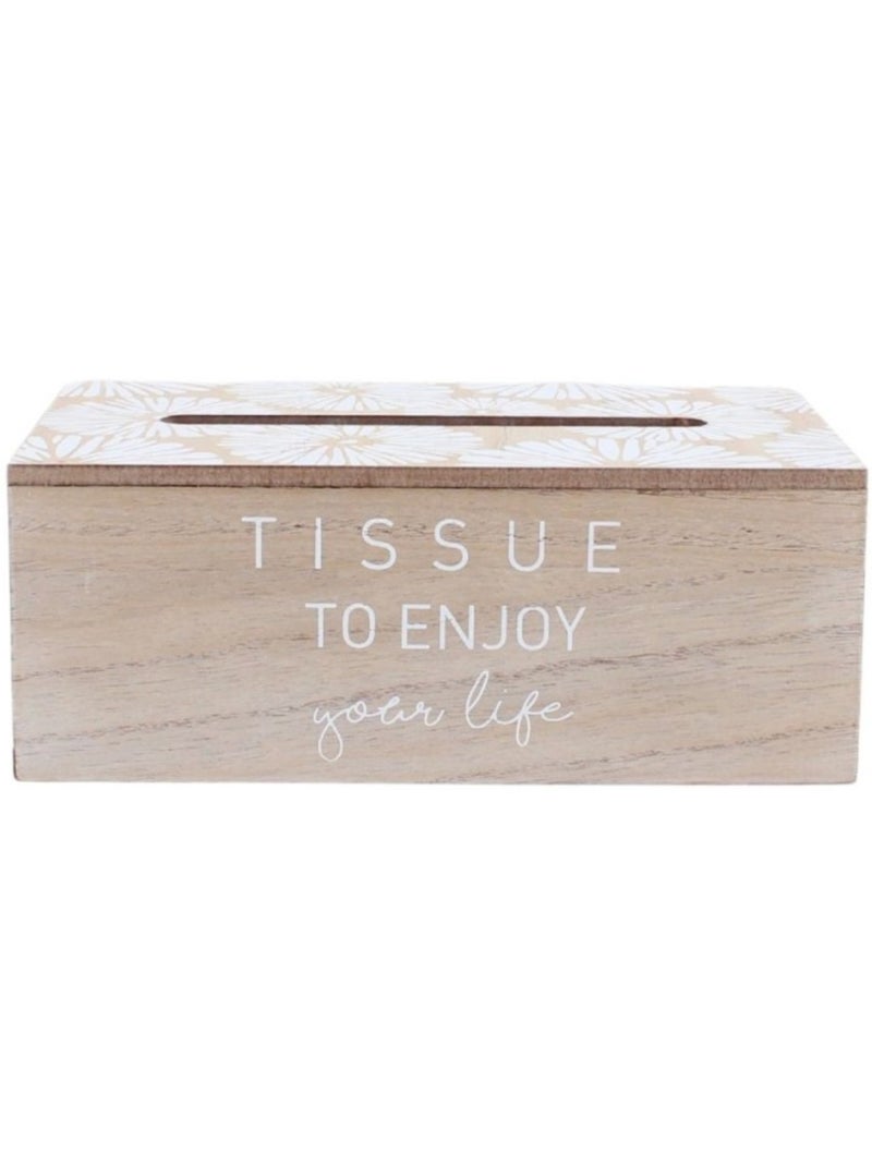 Boite à mouchoirs en bois avec mot 24x14x9cm Beige - Kiabi
