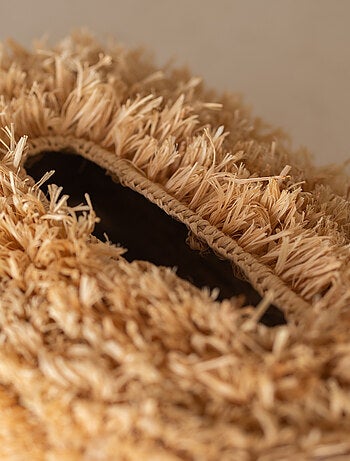 Boîte à mouchoirs en raphia brut