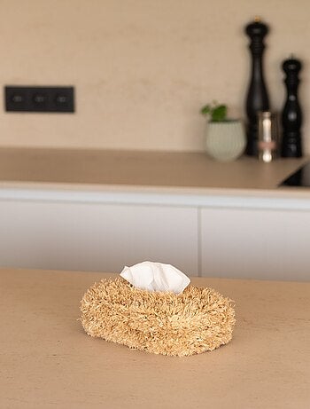 Boîte à mouchoirs en raphia brut