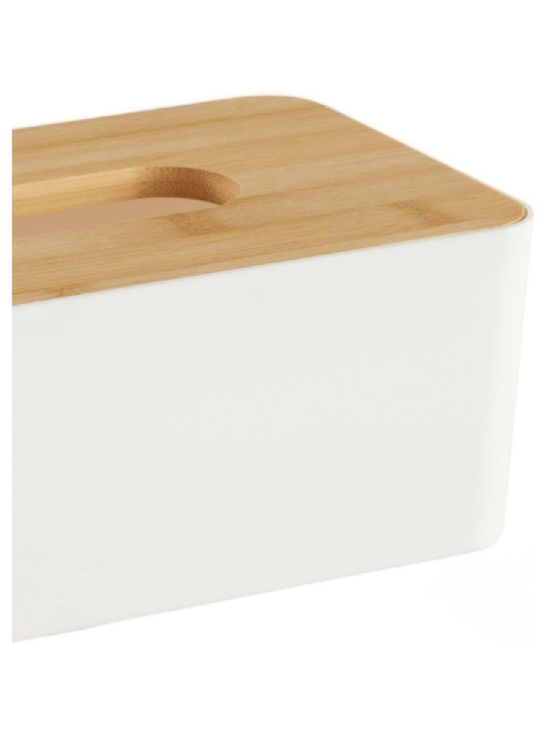 Boîte à mouchoirs rectangulaire avec bambou BATHROOM Blanc - Kiabi