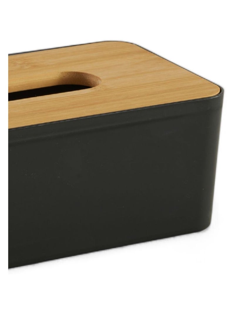 Boîte à mouchoirs rectangulaire avec bambou BATHROOM Noir - Kiabi